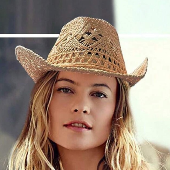 Boho Straw Western Cowboy Style Summer Hat - Picture 2 of 9